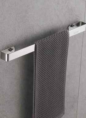 免打孔304不锈钢毛巾杆黑色单杆卫生间挂杆浴室毛巾架置物架挂架