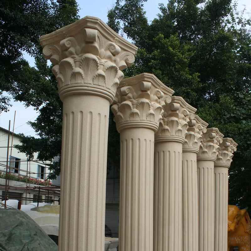 欧式马砂岩玻璃钢罗KKO花纹柱线U条柱古典外墙镂空花雕龙柱P柱装