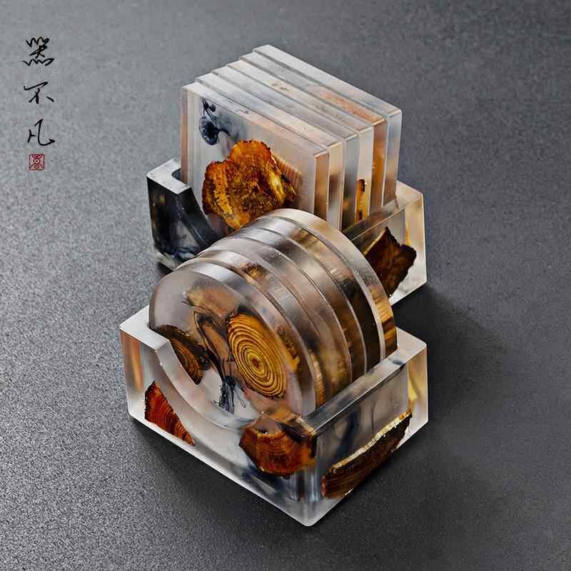 树脂茶杯垫隔热垫茶道日式家用简约品茗杯托组合创意防烫实木茶垫