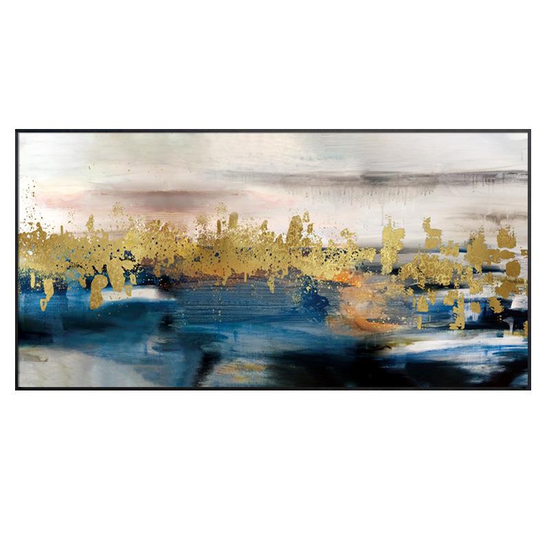 轻奢手工金箔画客厅高档现代抽象装饰画半卧室床头手绘肌理画