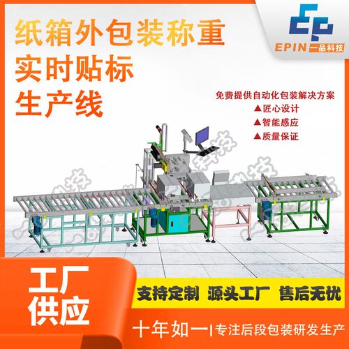 全自动实时打印纸箱贴标装箱开封箱检测剔除后段包装线智能高效