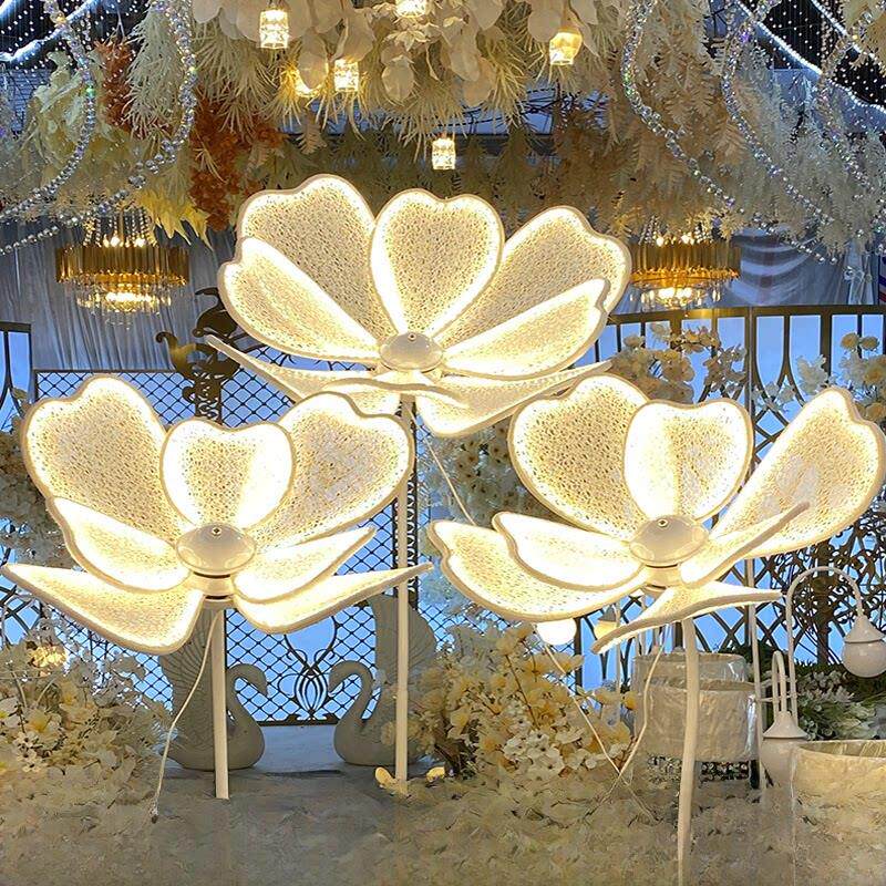 婚庆婚礼路引灯新款发光牡丹花路引发光花瓣荷花灯结婚路引花大花
