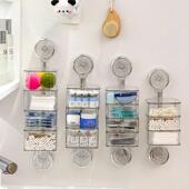 浴室吸盘置物架化妆室旋转收纳盒免打孔洗漱台挂墙化妆棉整理