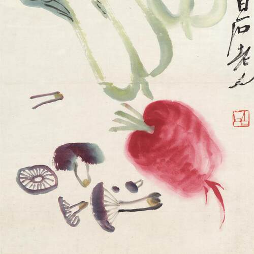 齐白石艺房术微喷家居客厅书装饰画条花齐白石-鸟幅人草虫名字画