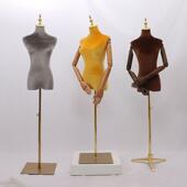 丝绒服装 店模特道具女香槟色黑色衣架橱窗展示人台模型半身模特