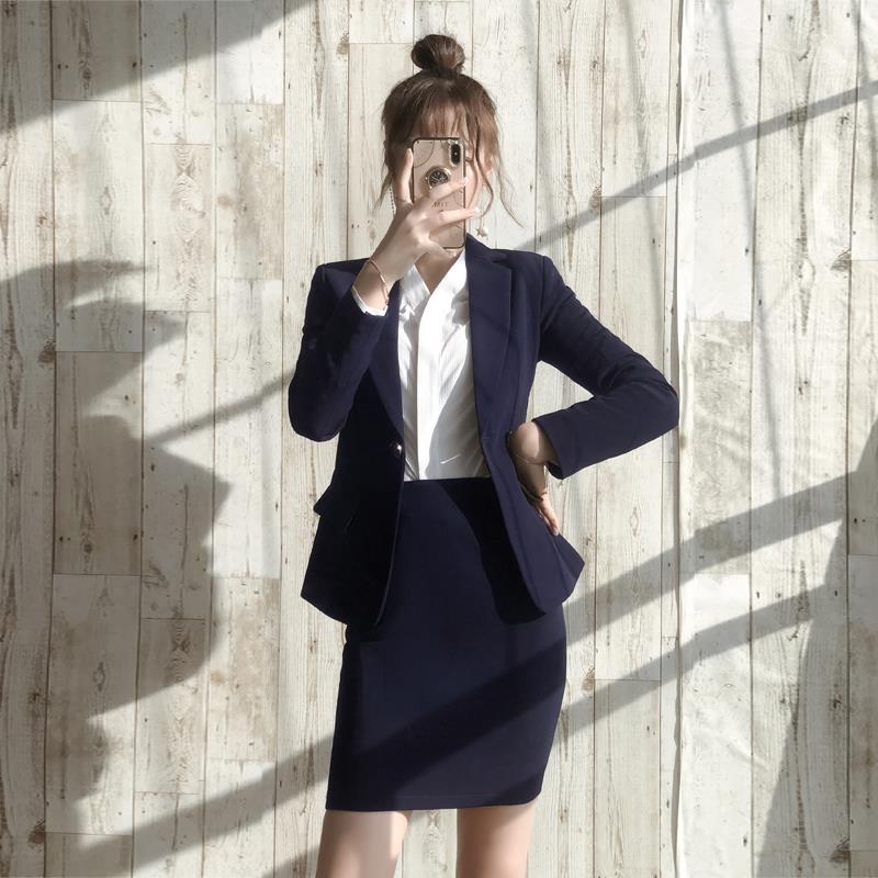 工作服女职业气质套装蓝色西服外套2025新款秋冬面试商务正装职场