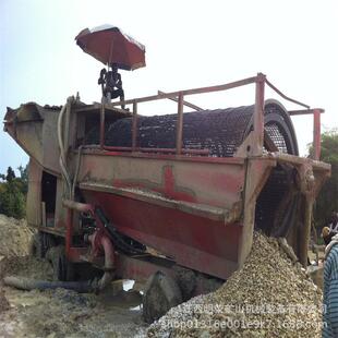 明荣移动淘金车 GT1545选金滚筒筛洗机 处理量100T沙金洗选设备
