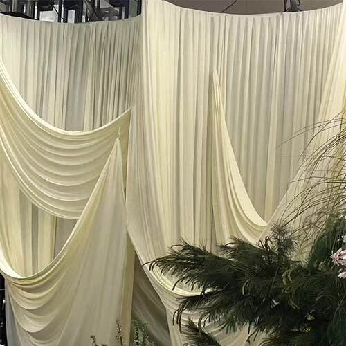 幕布帷幔舞台背景吊顶婚庆布弹力布婚礼装饰布布香槟色奶油色布幔