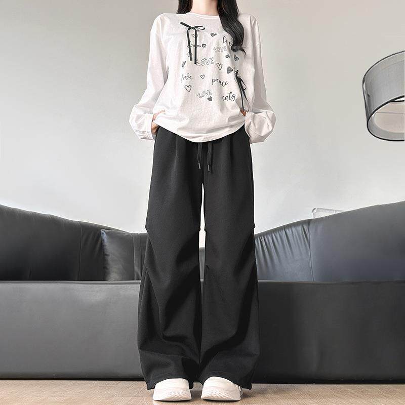 运动裤女年女装夏薄款高腰运动裤显瘦直筒裤小个子春秋阔腿裤定制