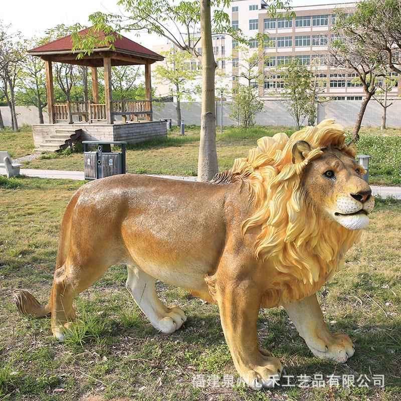 动仿老虎真摆件园模林景观狮子物摆件别墅公园庭院酒店型老虎狮子