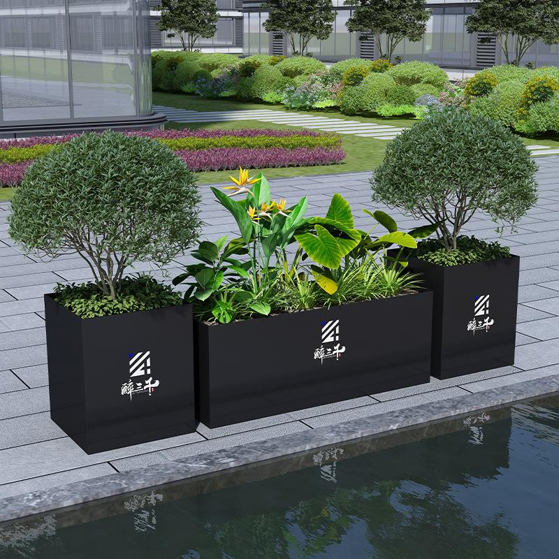 户外铁艺花箱不锈钢围栏花池组合金属葡萄架隔断庭院花坛外摆花槽