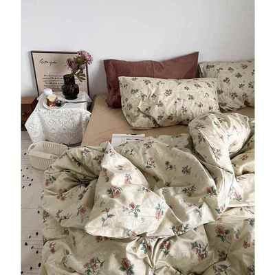 tb-65028雨中曲法式复古碎纯棉四件套被全棉床单床笠套件宿舍床花