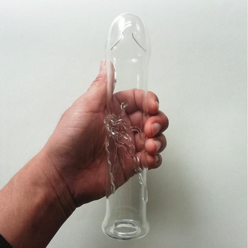A self-pleasuring toy made of glass for use inside the anus.