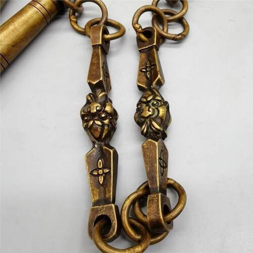 古玩九节鞭表演实战鞭古代软兵器佛头钟馗九节鞭圆柱实心九节鞭