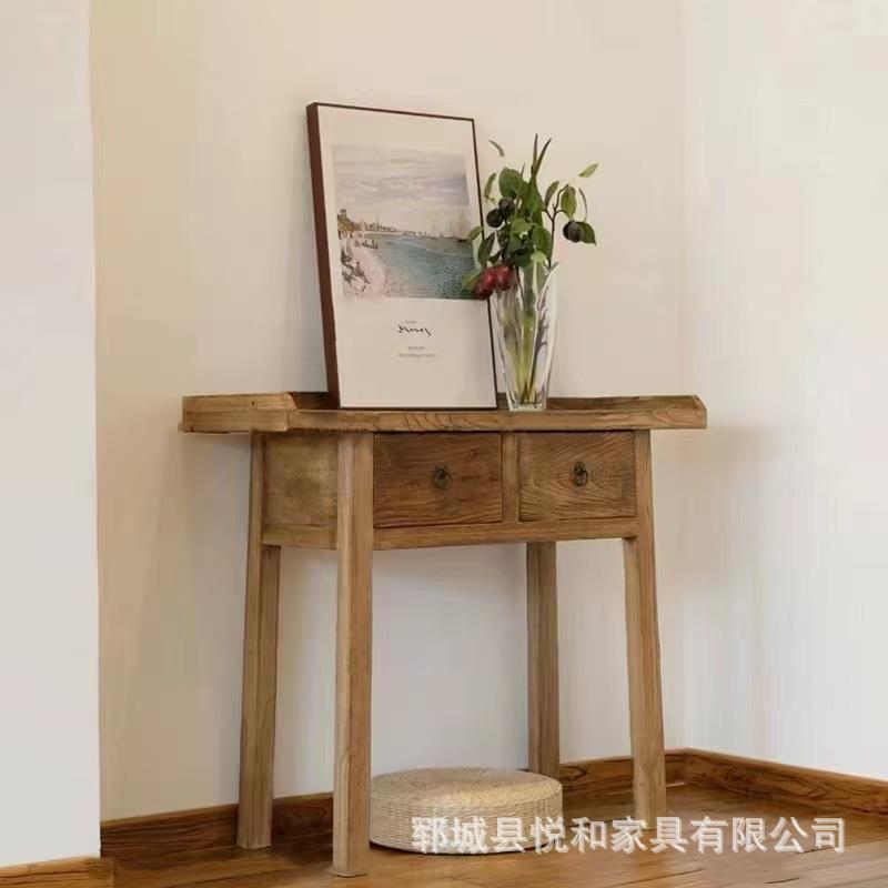 中式老榆木案几复古玄关置物柜落地靠墙高脚桌佛台桌家用摆供桌