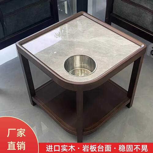 实木茶几高档麻将机麻将馆边几棋牌室专用岩板茶水架茶楼置物架