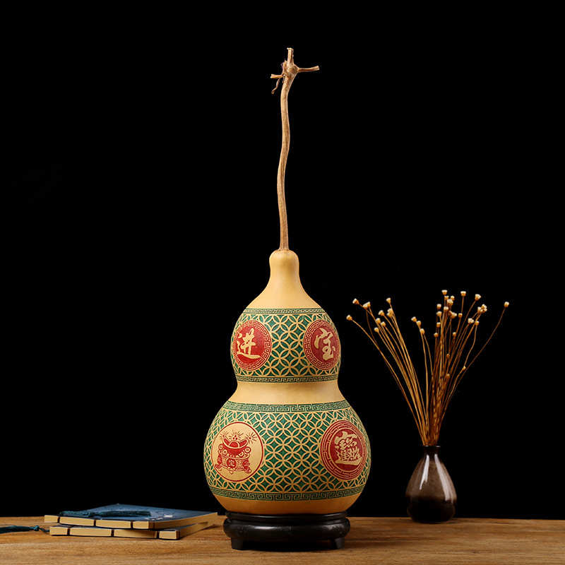 大葫芦天然朱砂葫芦挂件葫芦摆件五福入户门门对门五帝钱玄关客厅