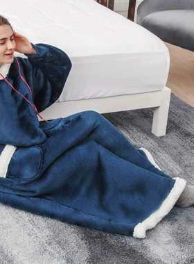 TV口袋加长可穿毛毯电视可穿法兰羊羔毛法兰绒毯竖懒人毯子blanke