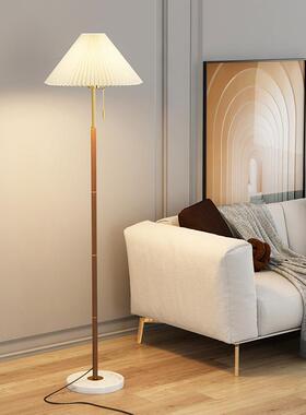 复古奢轻纹落地灯i木n133s风发简约百褶落地灯卧室床头沙书房落地