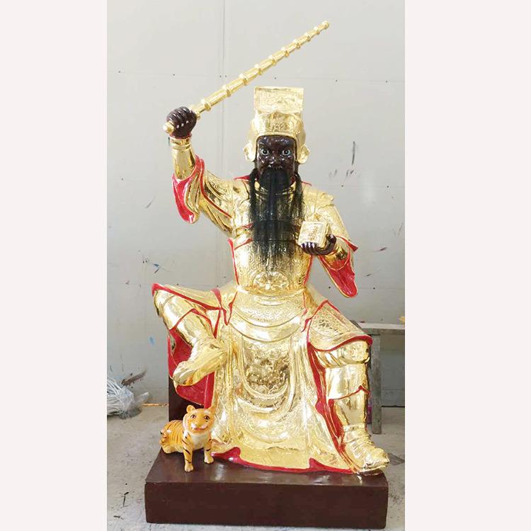 树脂玻璃钢彩绘五路财神香樟木木雕文武财神关公神像