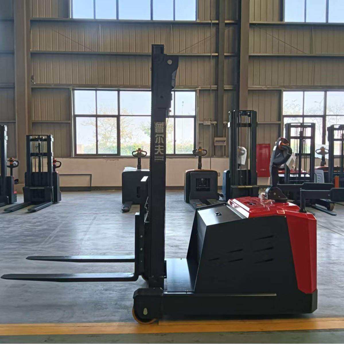普尔夫1.5T站驾配重式电动堆高车平衡重叉车托盘堆垛车电瓶搬运车