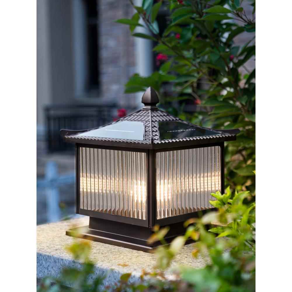 太阳能庭院柱头灯户外防水围墙围栏灯别墅大门口门柱子灯接电款