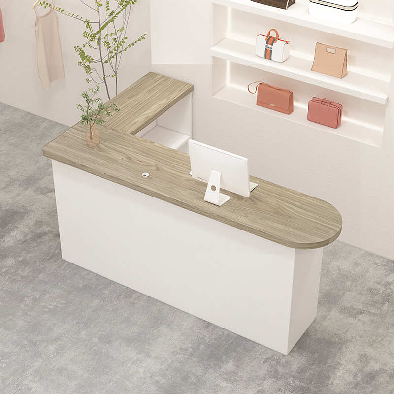 转角收银台女装店铺前台服装店L型吧台桌简约现代美容院接待柜台