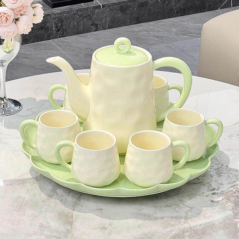 乔迁新居茶具套组陶瓷喝水杯家用水壶水具茶壶奶油风杯具结婚礼物