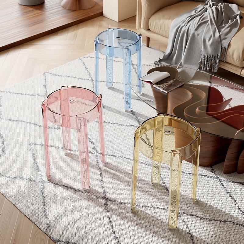 板凳北欧压克力凳高胶透明备用椅塑料风车家用可叠放加厚凳子圆凳