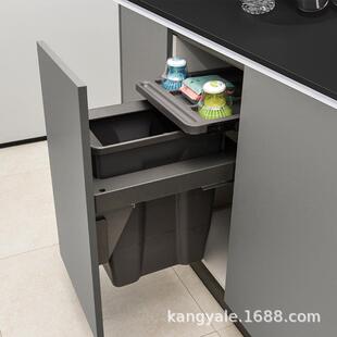 厨用垃圾桶橱柜嵌入式大单桶柜内隐藏垃圾桶大号清洁桶浴室柜抽拉