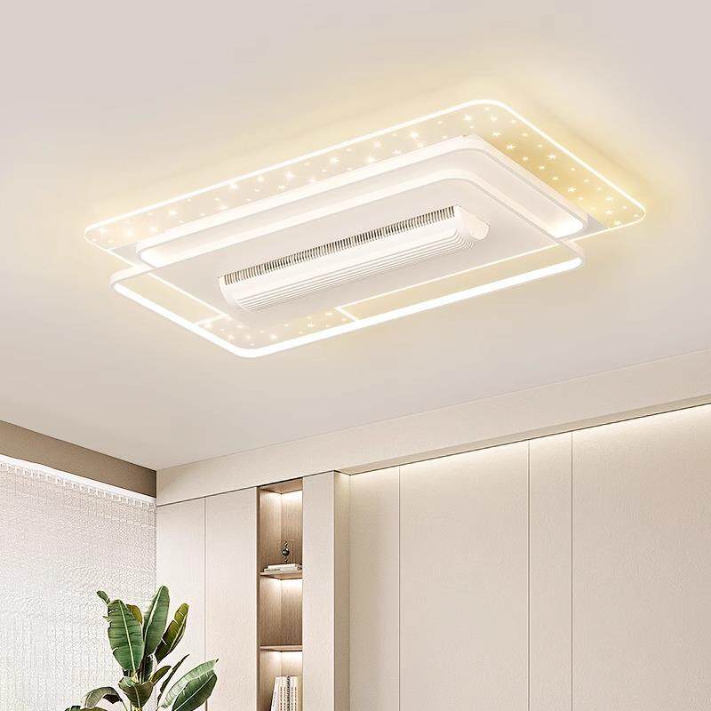 客厅无叶风扇灯2026新款现代轻奢双风轮滚筒式家用卧室餐厅吸顶灯