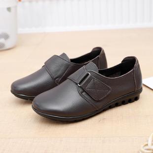 205春秋新款 43中老真年鞋 皮软底妈2妈鞋 女皮平底大码 休闲单鞋 正品