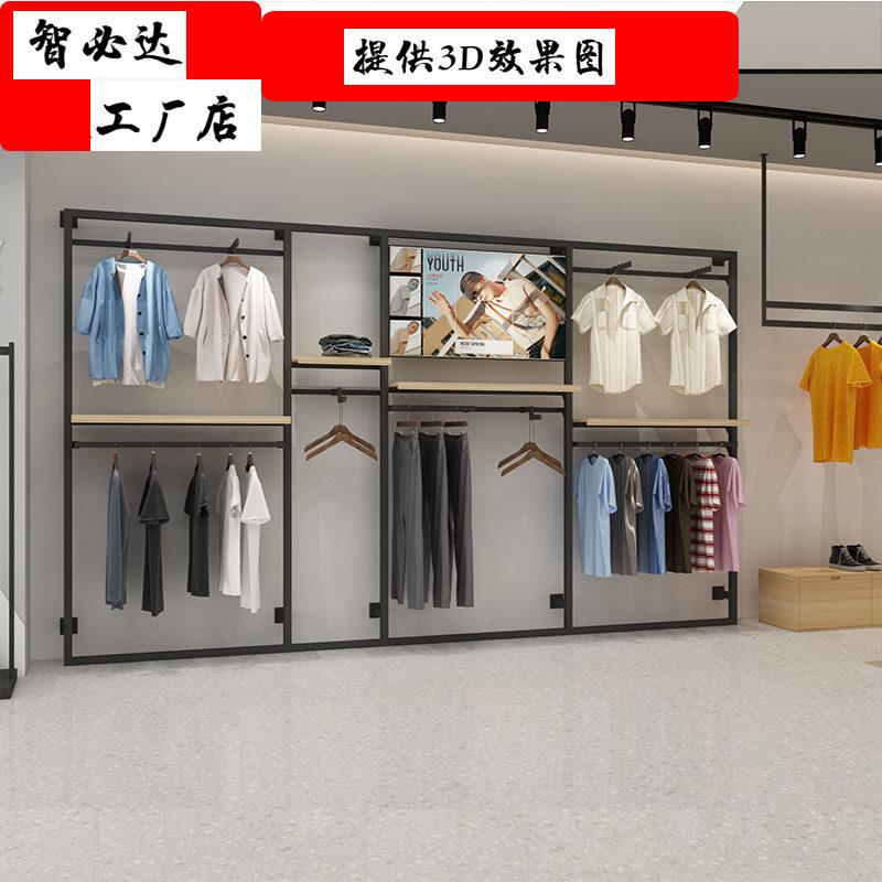 男装店服装展示架货架展示架上墙不锈钢陈列架落地架子服装挂架子