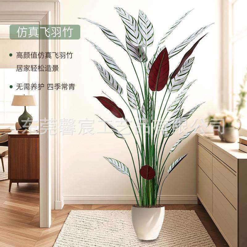 简约清新仿落地盆栽真绿植飞羽竹装饰室内室外高级