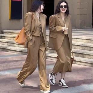 欧洲站春装女款2026年新款轻奢高级感西装套装职业西服外套三件套