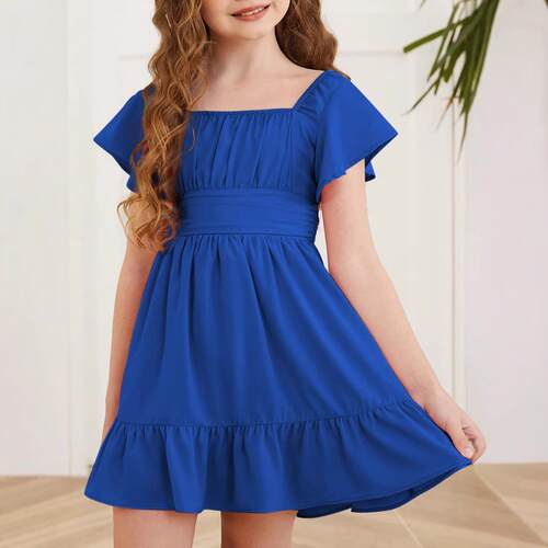 Girl's backless lace up princess dress