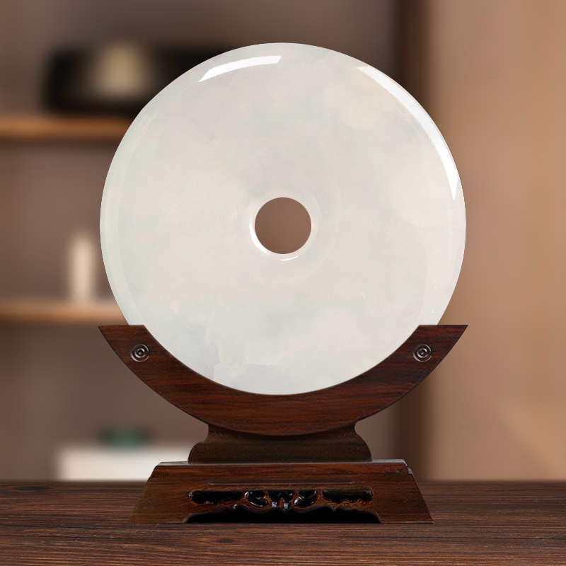 天然阿富汗玉石平安扣摆件和氏璧商务礼品家居客厅玄关装饰品摆件