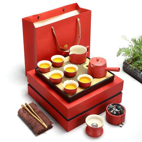 高档提梁壶陶简瓷功夫具礼品礼套装家用约泡茶杯年会茶礼品定制lo