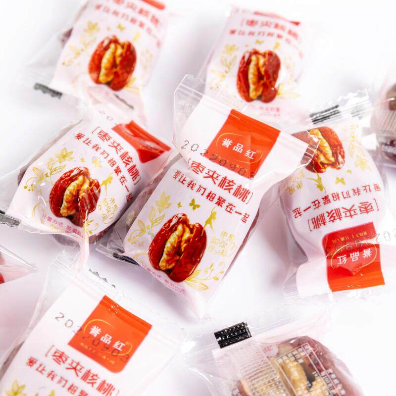誉品红枣夹核桃仁抱抱果独立小包装坚果零食年货红虎皮枣500g一斤