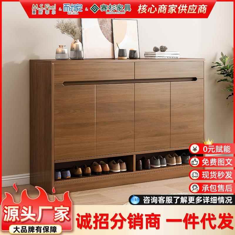 北欧鞋柜家用门口大容量阳台储物柜置物柜入户中式收纳门厅玄摆件