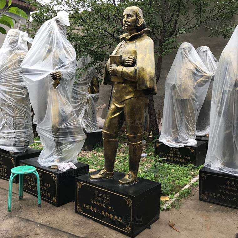 名人胸像莎士比亚玻璃钢 铸铜半身雕像 国外校园文化人物装饰摆件