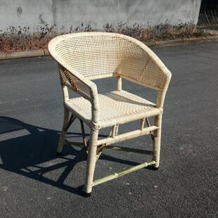 真OYM藤人椅中年老靠背椅老式 老人椅椅腾椅藤家用藤编织椅子单高