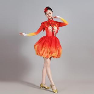 正品喜庆打鼓演出服威风锣鼓服现装代灯笼舞子广场舞扇舞舞短裙舞