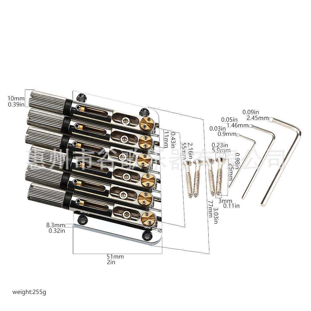 乐器配件吉他配件银色斜品6弦无头吉他琴桥