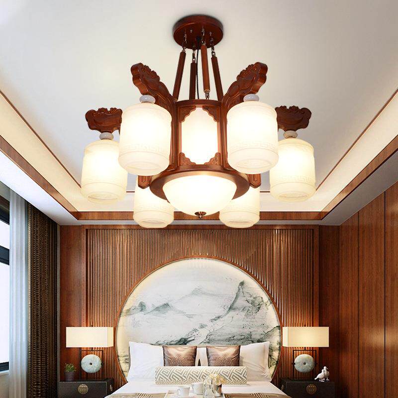 中式实木双层大吊灯别墅复式楼大厅灯具中国风仿古典茶楼餐厅吊灯