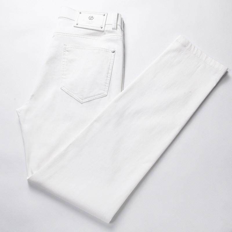 简约白色牛仔裤2025新款男夏季薄款修身直筒弹力裤子夏天潮牌高端