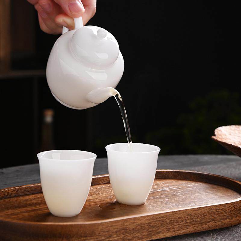 高端冰种玉瓷便携户外旅行茶具套装一壶两杯配茶盘茶壶品茗杯