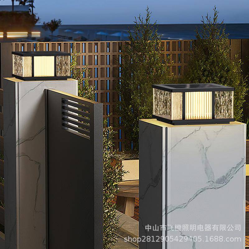 灯太阳能门柱灯庭院柱子灯户外别墅大门灯防水室外院子围墙灯