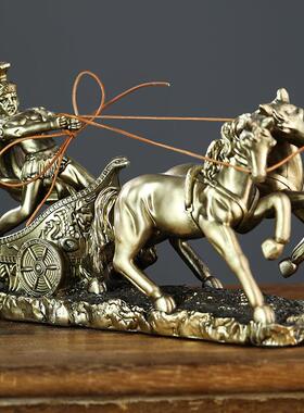 欧式树脂骑马人摆件家居餐厅客厅书房高级感装饰工艺桌面复古摆饰