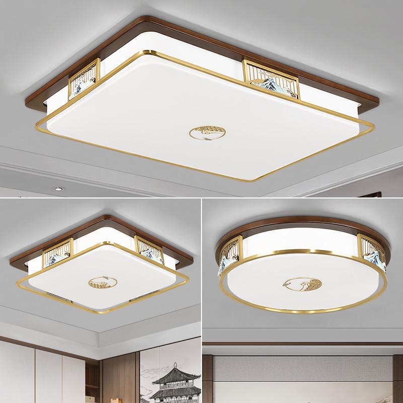 新中式实木长方形客厅灯圆形卧室家用中山市吸顶灯全光谱大厅主灯
